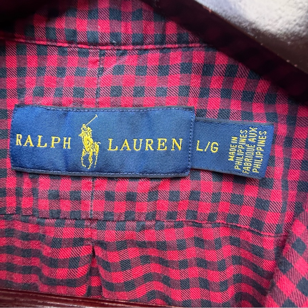 Ralph Lauren Men's Red Plaid Button Down Shirt - Picture 3 of 5